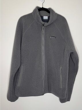 Columbia Gray Sherpa Fleece Zip-Up Jacket